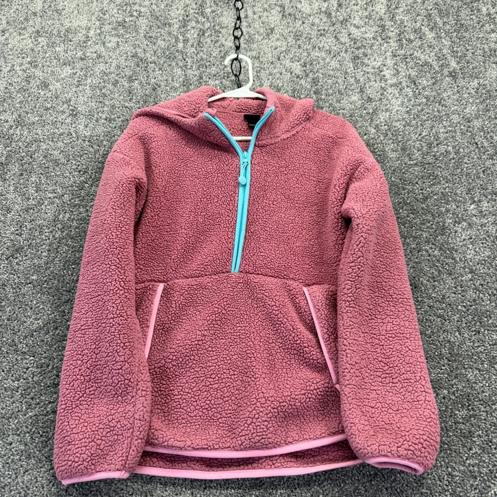 All in Motion Fleece Hoodie Girls Extra Large Pink Sherpa Pullover Quarter Zip